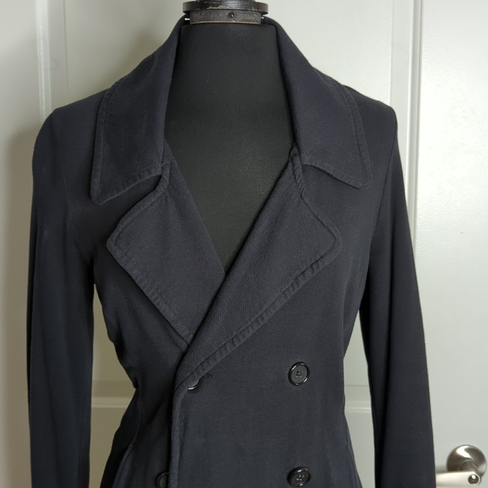 James Perse LA Double Breasted Soft Cotton Jersey Knit Jacket Blazer Black 3 M/L - Picture 3 of 13